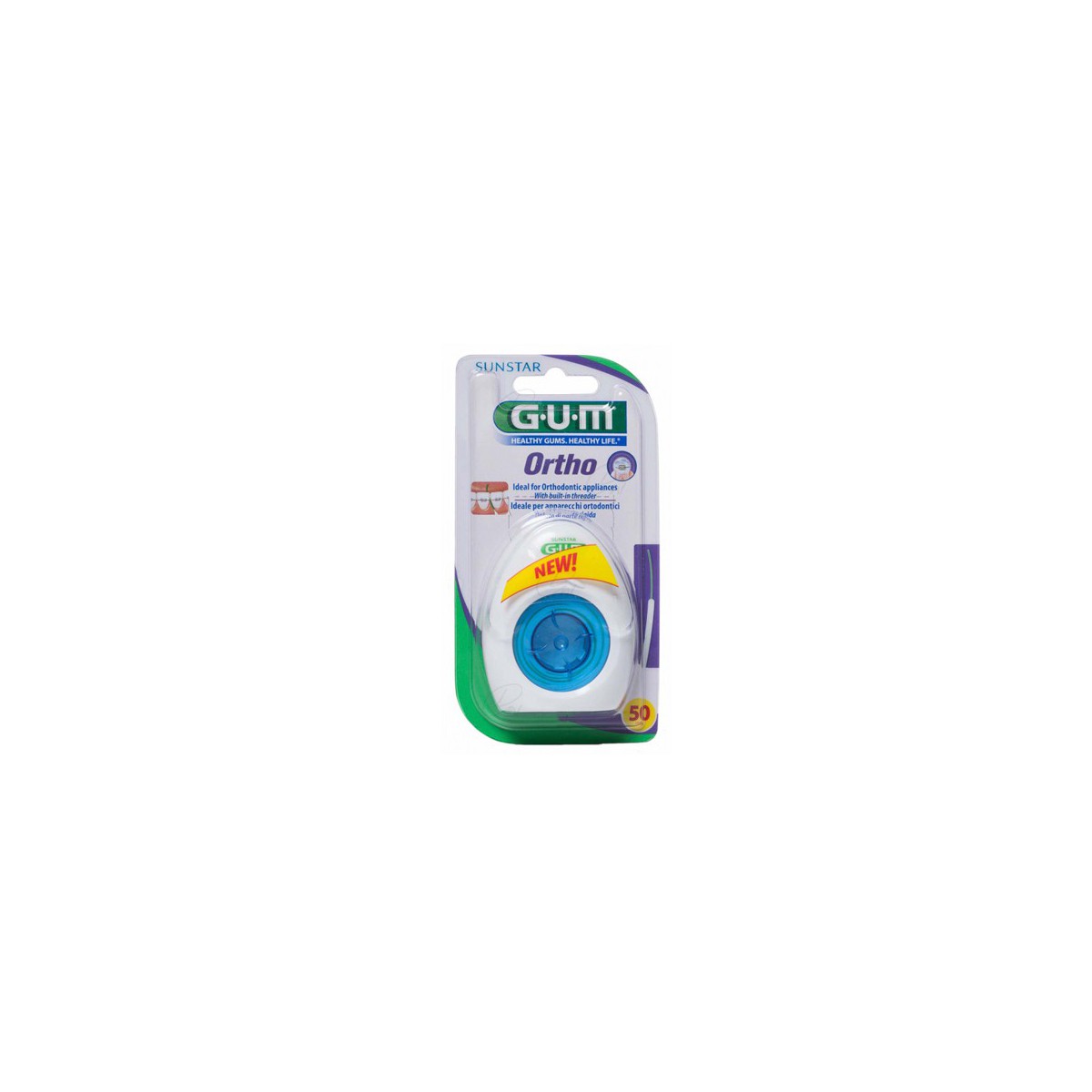 GUM ORTHO FLOSS SEDA DENTAL SIN CERA ORTODONCIAS
