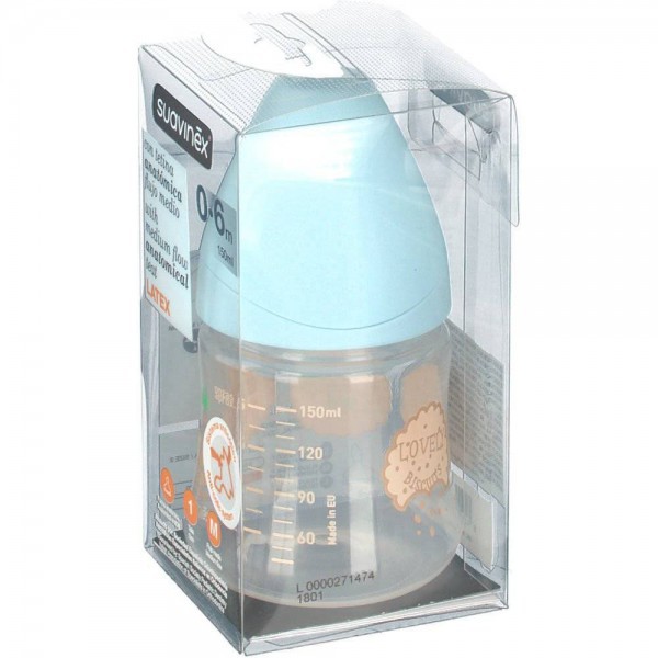 BIBERON PP BOCA ANCHA T LATEX ANATOMICA SUAVINEX 150 CC  T1 M