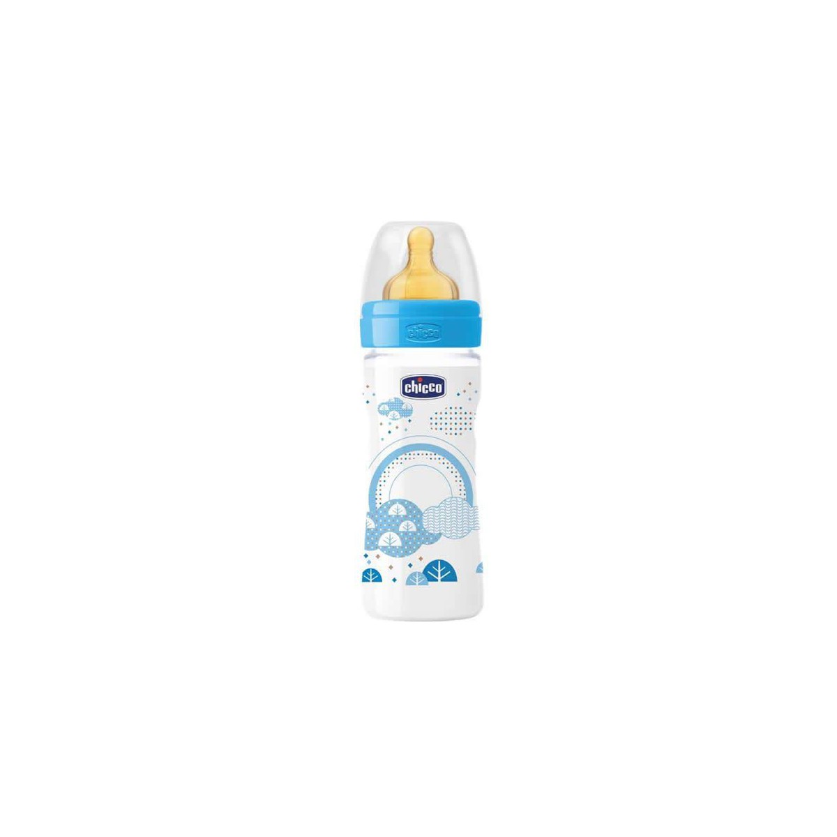 Chicco Biberón 250ml caucho flujo medio 2m Azul