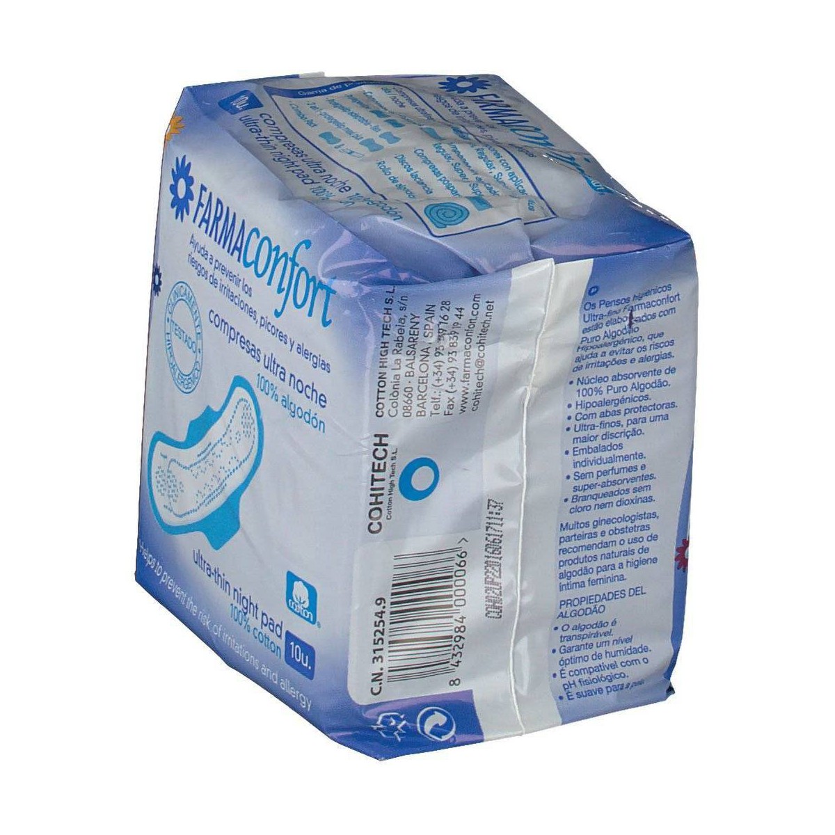 Compresas Farmaconfort Algodon noche Alas 10 U