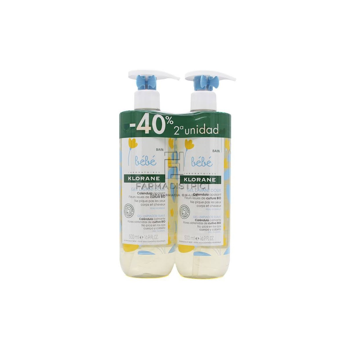 KLORANE BEBE GEL LIMPIADOR SUAVE PACK 500 ML 2 U