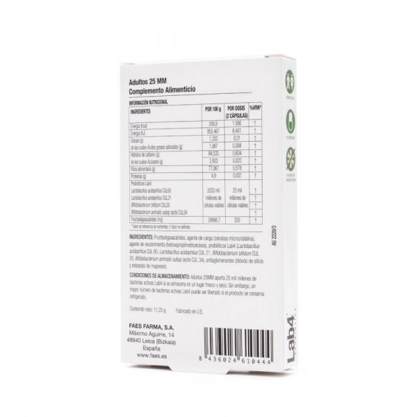 PROFAES4 PROBIOTICO ADULTOS 25 MM MILMILLONES 30 CAPSULAS