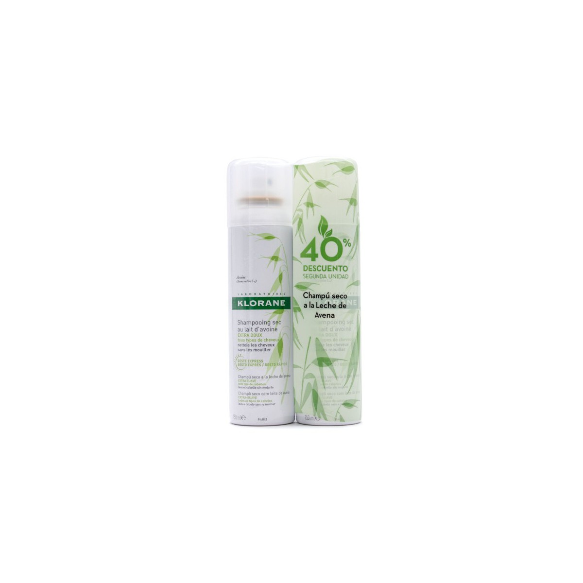 KLORANE DUPLO CHAMPÚ SECO AVENA 2x150ML TODO...