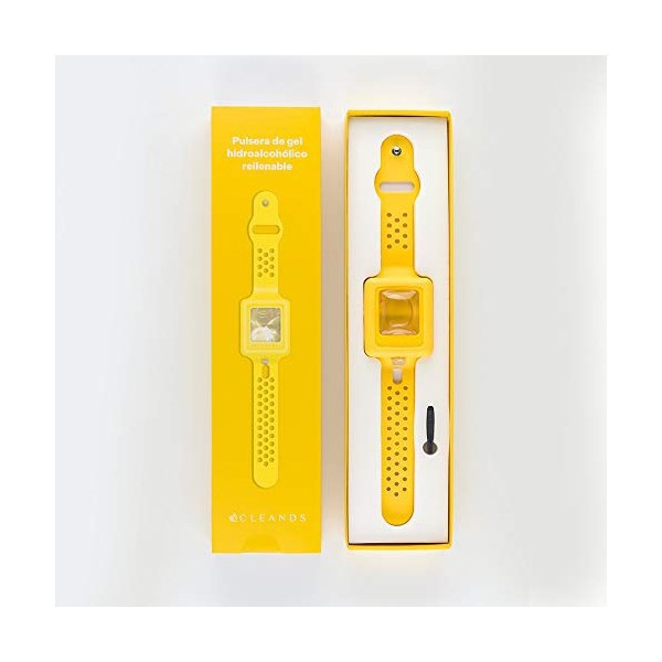 PULSERA DISPENSADORA DE GEL HIDROALCOHÓLICO DE ALOE VERA AMARILLO CLEANDS
