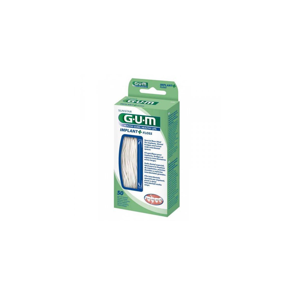 GUM IMPLANT FLOSS SIN CERA SEDA DENTAL IMPLANTES