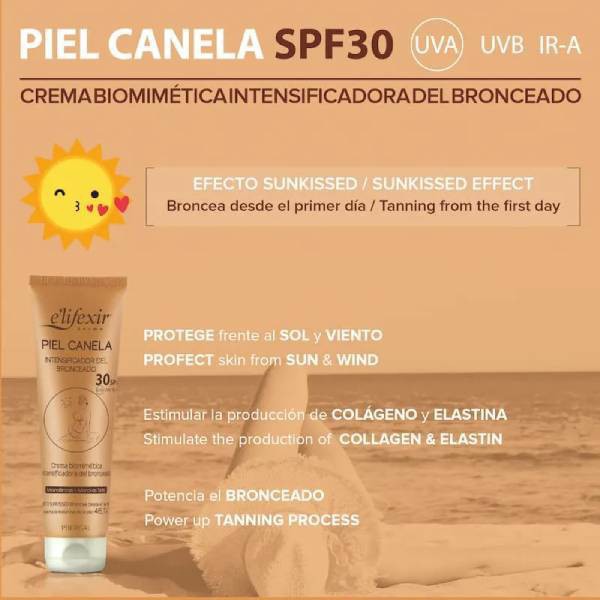 ELIFEXIR DERMO PIEL CANELA INTENSIFICADOR DEL BRONCEADO SPF 30 1 TUBO 150 ml