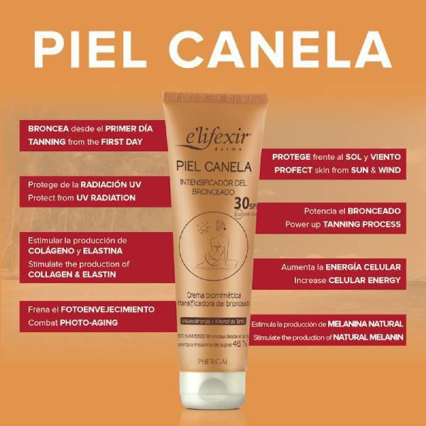 ELIFEXIR DERMO PIEL CANELA INTENSIFICADOR DEL BRONCEADO SPF 30 1 TUBO 150 ml
