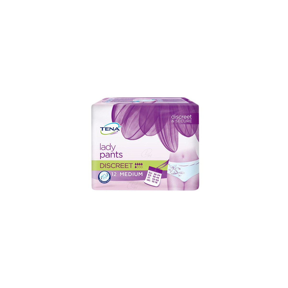 TENA PROTECTIVE UNDERWEAR DISCREET T  MED 12 U