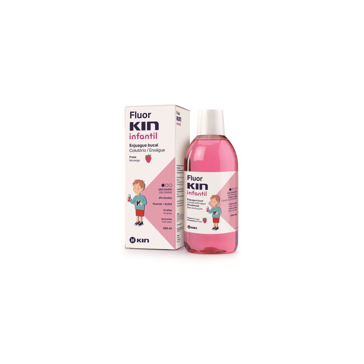 FLUOR KIN INFANTIL ENJUAGUE BUCAL FRESA 500 ML